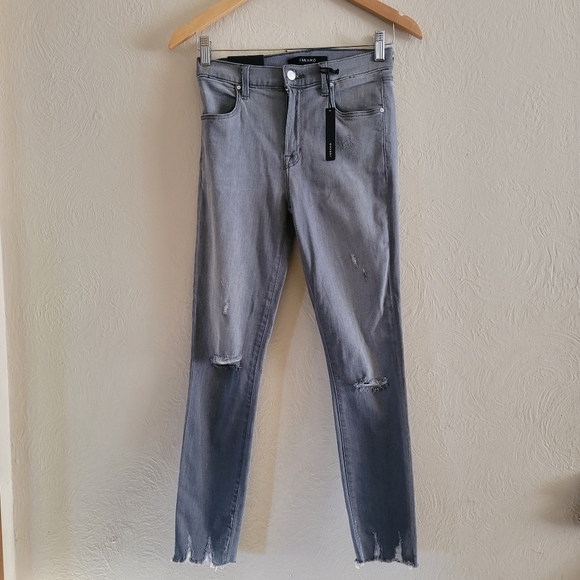 J Brand, Alana High Rise Cropped Provocateur Destruct Gray Skinny Jeans, Size 25 - Picture 7 of 12